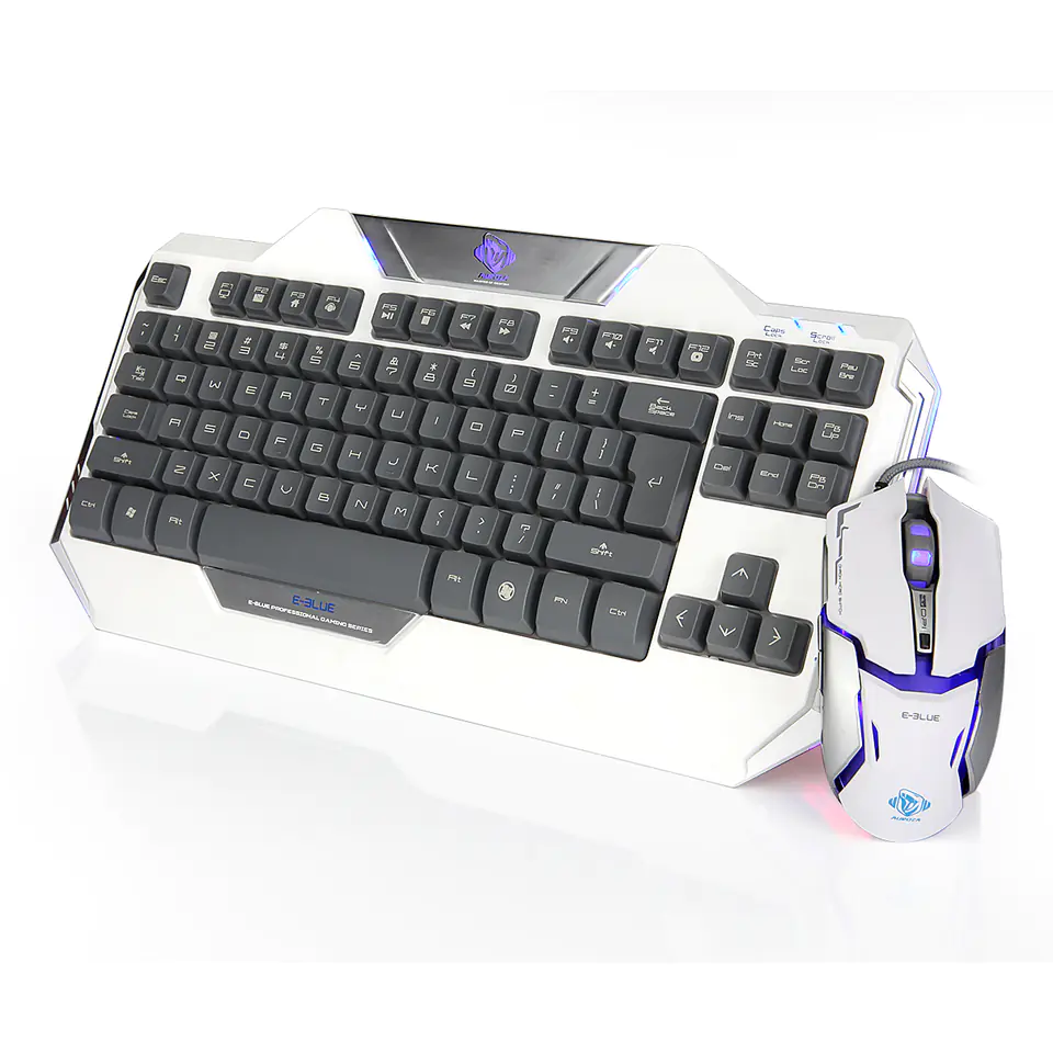 ⁨E-blue Auroza, keyboard set with optical gaming mouse, US, for gaming, wired (USB), white⁩ at Wasserman.eu