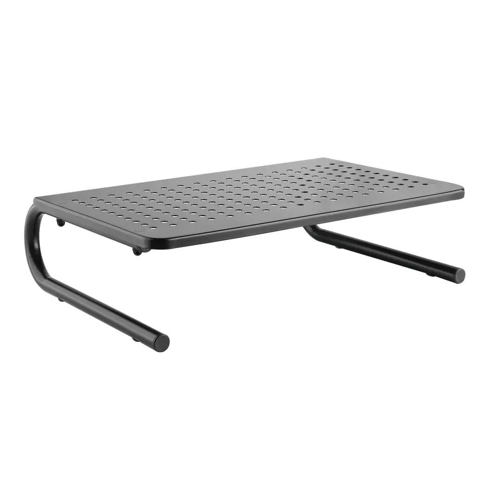 ⁨Monitor stand, keyboard slot, black, metal/ plastic, 20 kg load capacity, Powerton, ergo⁩ at Wasserman.eu