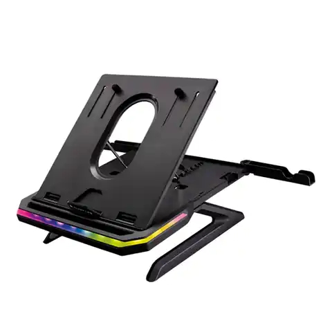 ⁨Portus X1 Notebook Stand, Angle Adjustable, Black, Plastic + Metal, 10 kg Load Capacity, SureFire, RGB⁩ at Wasserman.eu