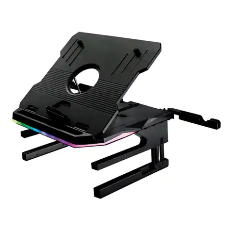 ⁨Portus X2 Notebook Stand, Angle Adjustable, Black, Plastic + Metal, 10 Kg Load Capacity, SureFire, RGB⁩ at Wasserman.eu