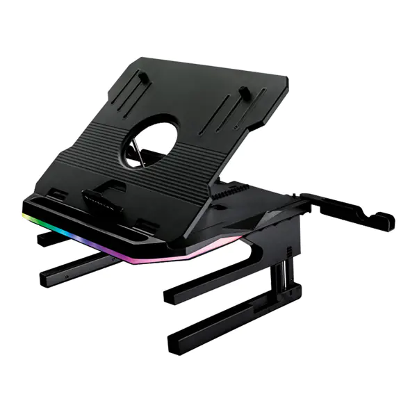 ⁨Portus X2 Notebook Stand, Angle Adjustable, Black, Plastic + Metal, 10 Kg Load Capacity, SureFire, RGB⁩ at Wasserman.eu