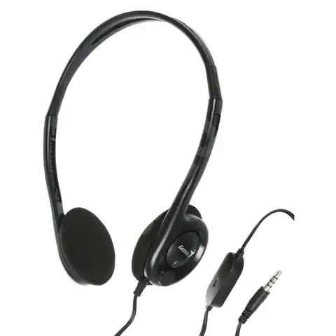 ⁨Genius HS-200C, słuchawki z mikrofonem, bez regulacji głośności na przewodzie, czarna, 3.5 mm jack⁩ w sklepie Wasserman.eu