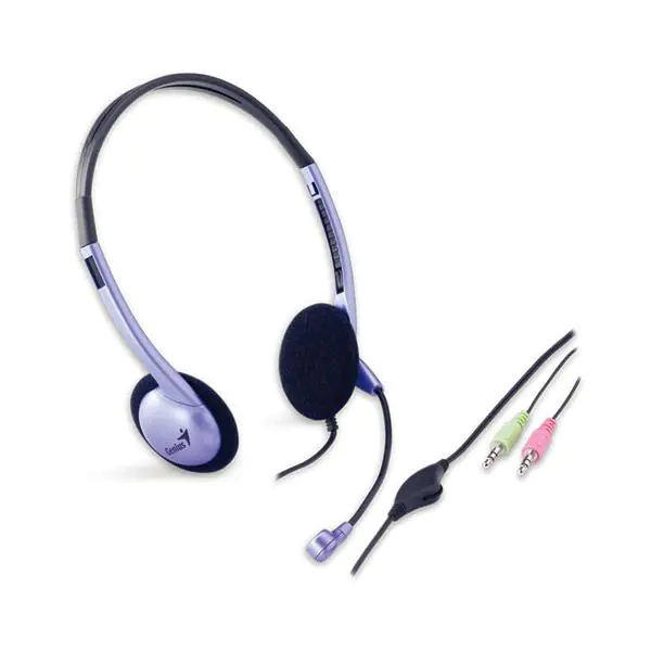 ⁨Genius HS-02B, słuchawki z mikrofonem, regulacja głośności, czarno-srebrna, 2x 3.5 mm jack⁩ w sklepie Wasserman.eu