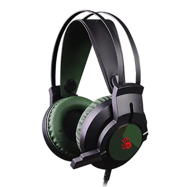 ⁨A4Tech Bloody J437, headphones with microphone, volume control, green, 7.1 (virtual), headphones, backlit USB type⁩ at Wasserman.eu
