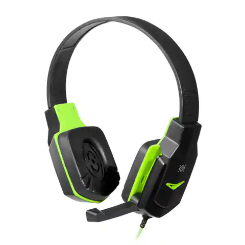 ⁨Defender Warhead G-320, Gaming Headset, słuchawki z mikrofonem, regulacja głośności, czarno-zielona, 2.0, 2x 3.5 mm jack⁩ w sklepie Wasserman.eu