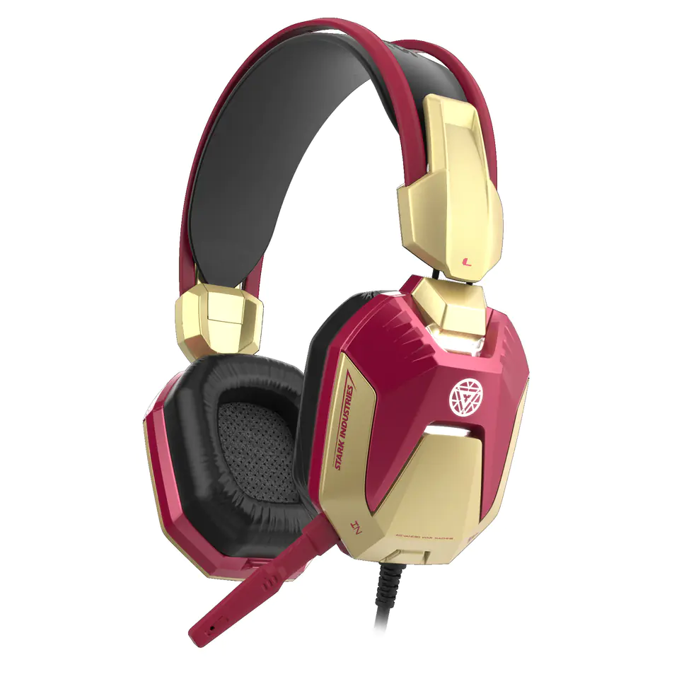 ⁨E-blue IRON MAN EHS908, Gaming Headset, słuchawki z mikrofonem, przewodowa, czerwona, 2x 3.5 mm jack + USB⁩ w sklepie Wasserman.eu