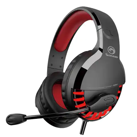 ⁨Marvo HG9022, Kopfhörer mit Mikrofon, Lautstärkeregler, schwarz-rot, 7.1 (virtuell), LED-Hintergrundbeleuchtung Typ USB⁩ im Wasserman.eu