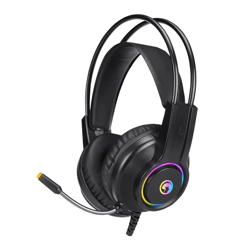 ⁨Marvo HG8935, słuchawki z mikrofonem, przewodowa, czarna, podświetlona, USB⁩ w sklepie Wasserman.eu