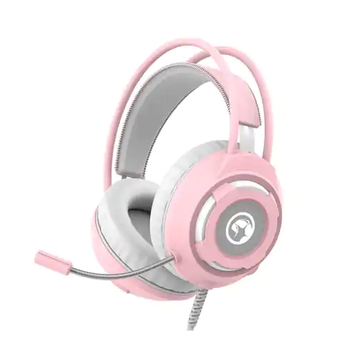 ⁨Marvo HG8936, Kopfhörer mit Mikrofon, Lautstärkeregler, rosa, Hintergrundbeleuchtung, 3,5 mm Klinke + USB⁩ im Wasserman.eu