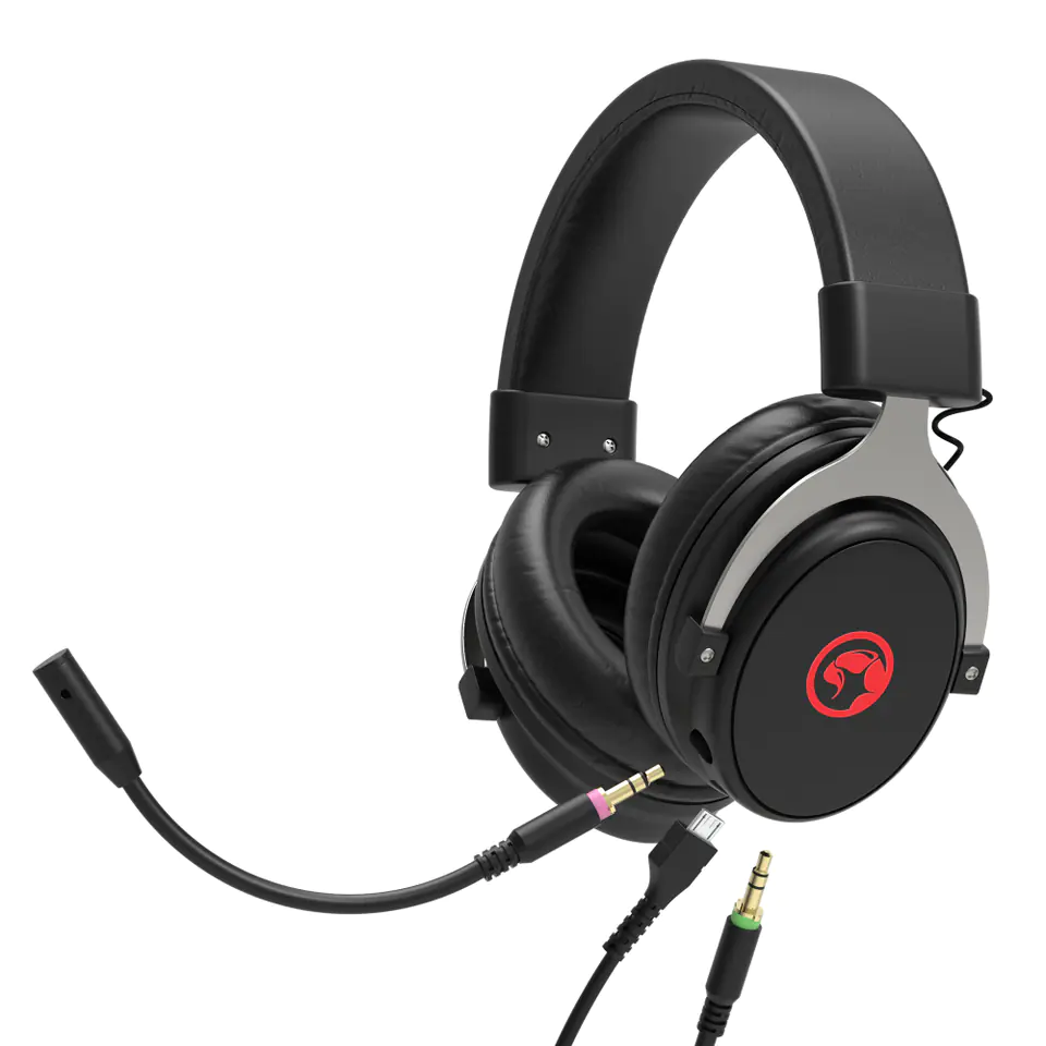 ⁨Marvo HG9052, słuchawki z mikrofonem, przewodowa, czarna, 7.1 (wirtualne), podświetlane na czerwono, 7.1 (virtual) typ USB⁩ w sklepie Wasserman.eu