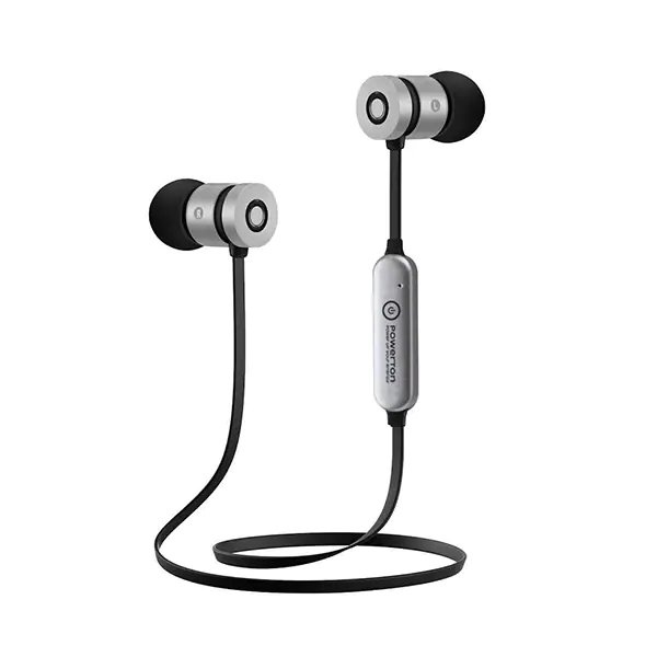 ⁨Powerton W2, słuchawki bluetooth, bezprzewodowa, czarno-srebrna, sportowe, z magnetycznym uchwytem typ bluetooth⁩ w sklepie Wasserman.eu