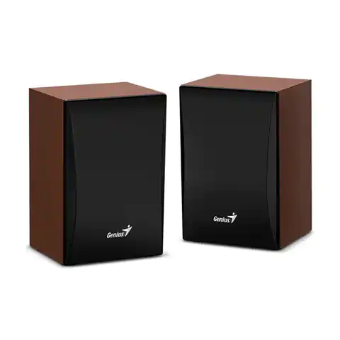⁨Genius Speakers SP-HF380 BT, 2.0, 3W, brown-black, volume control, BT, wooden, 3.5 mm jack (USB), 150Hz-20kHz⁩ at Wasserman.eu