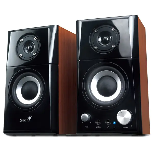⁨Genius Speakers SP-HF500A v2, 2.0, 16W, brown-black, volume control, headphone out, 3.5 mm jack (USB)+ AUX, 100Hz~20⁩ at Wasserman.eu