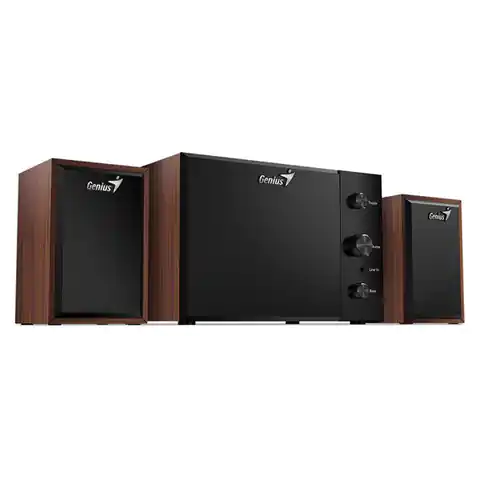 ⁨Genius speakers SW-2.1 350, 2.1, 15W, brown-black, controller, bass and treble control, 3.5 mm jack, 40Hz~20kHz⁩ at Wasserman.eu