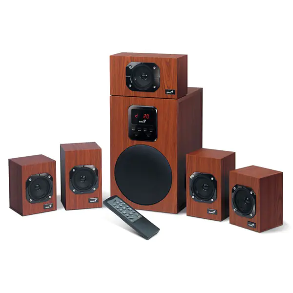⁨Genius głośniki SW-HF 5.1 4800 v2, 5.1, 125W, brązowe, zdalne sterowanie, kino domowe, 3,5 mm jack, 40Hz~20kHz, EOL⁩ w sklepie Wasserman.eu