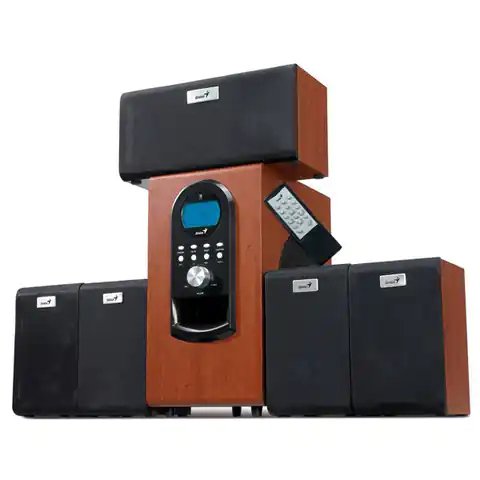 ⁨Genius głośniki SW-HF 5.1 6000 v2, 5.1, 200W, brązowo-czarny, zdalne sterowanie, kino domowe, 3,5 mm jack, 40Hz~20kHz⁩ w sklepie Wasserman.eu
