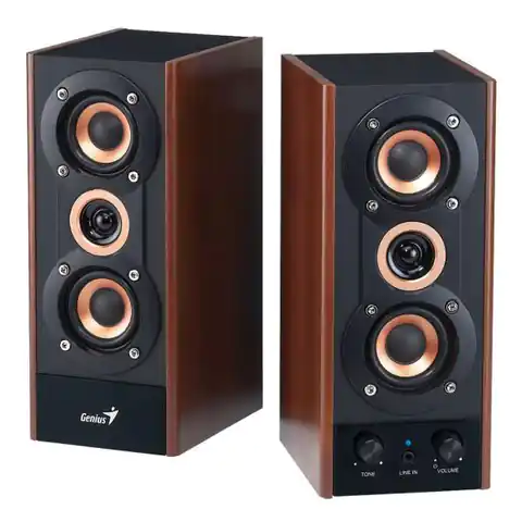 ⁨Genius speakers SP-HF 800A, 2.0, 20W, brown-black, volume control, wooden⁩ at Wasserman.eu