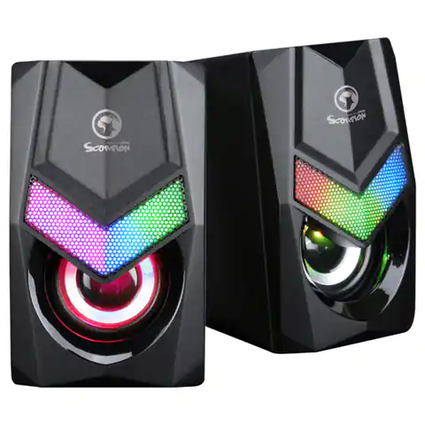⁨Marvo głośniki SG-118, 2.0, 6W, czarne, regulacja głośności, do gry, 150Hz-20kHz, RGB⁩ w sklepie Wasserman.eu