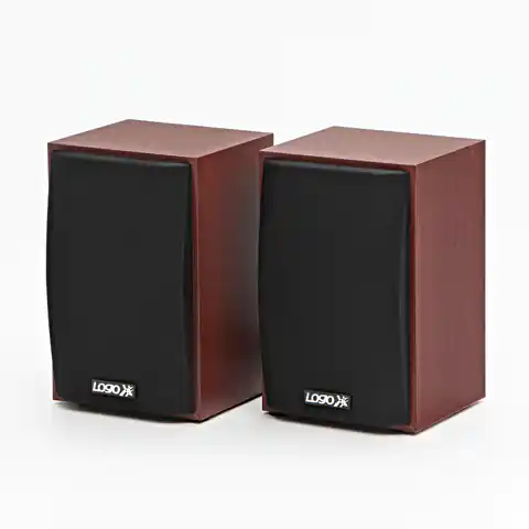 ⁨Logo speakers SPZ1, 2.0, 6W, brown, volume control, wooden⁩ at Wasserman.eu