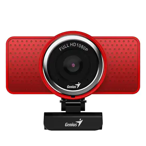 ⁨Genius kamera web Full HD ECam 8000, 1920x1080, USB 2.0, czerwona, Windows 7 a vyšší, FULL HD, 30 FPS⁩ w sklepie Wasserman.eu