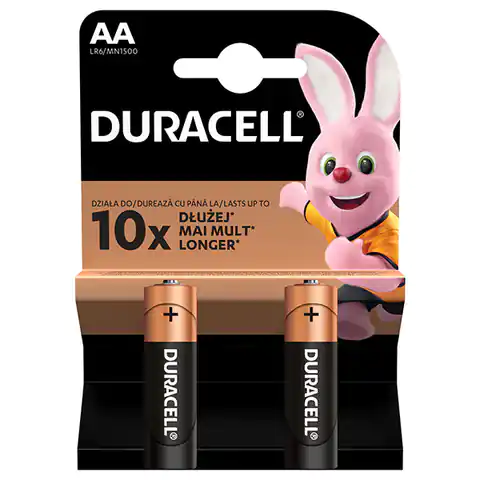 ⁨Bateria alkaliczna, AA, 1.5V, Duracell, blistr, 2-pack, 42301, Basic⁩ w sklepie Wasserman.eu