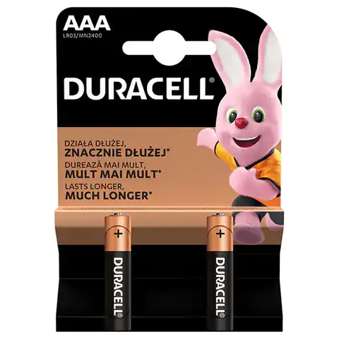 ⁨Bateria alkaliczna, AAA (LR03), AAA, 1.5V, Duracell, blistr, 2-pack, 42321, Basic⁩ w sklepie Wasserman.eu