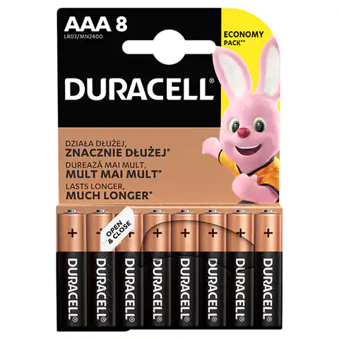 ⁨Bateria alkaliczna, AAA (LR03), AAA, 1.5V, Duracell, blistr, 8-pack, 42323, Basic⁩ w sklepie Wasserman.eu