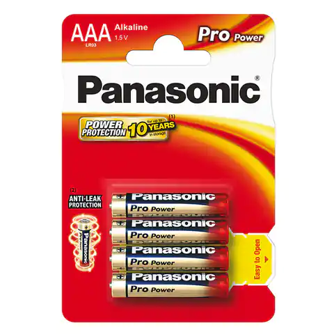 ⁨Bateria alkaliczna, AAA, 1.5V, Panasonic, blistr, 4-pack, 265899, Pro Power⁩ w sklepie Wasserman.eu