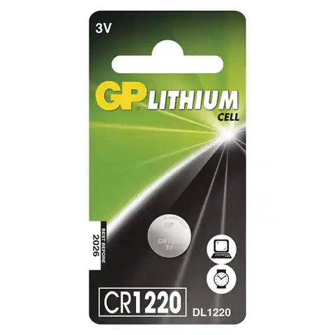 ⁨Lithium battery, CR1220, 3V, GP, blister, 1-pack⁩ at Wasserman.eu