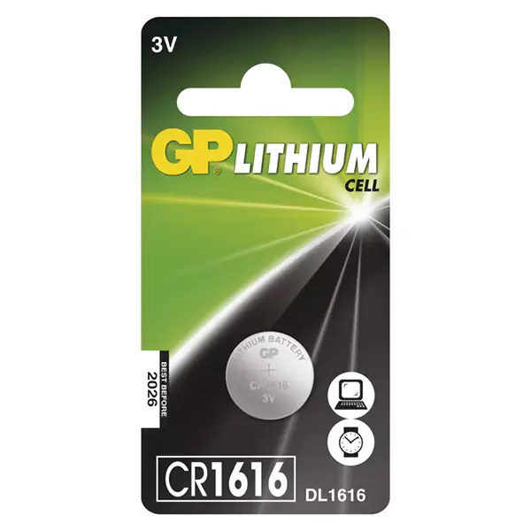 ⁨Lithium Battery, CR1616, 3V, GP, blister, 1-pack⁩ at Wasserman.eu