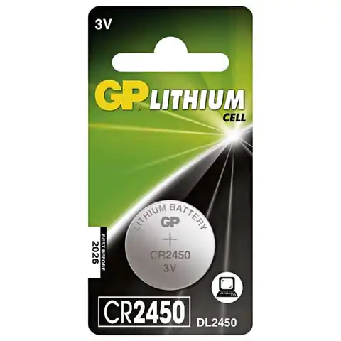 ⁨Lithium Battery, CR2450, 3V, GP, blister, 1-pack⁩ at Wasserman.eu