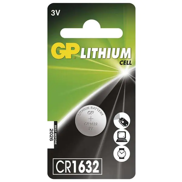 ⁨Lithium Button Battery, CR1632, 3V, GP, blister, 1-pack⁩ at Wasserman.eu