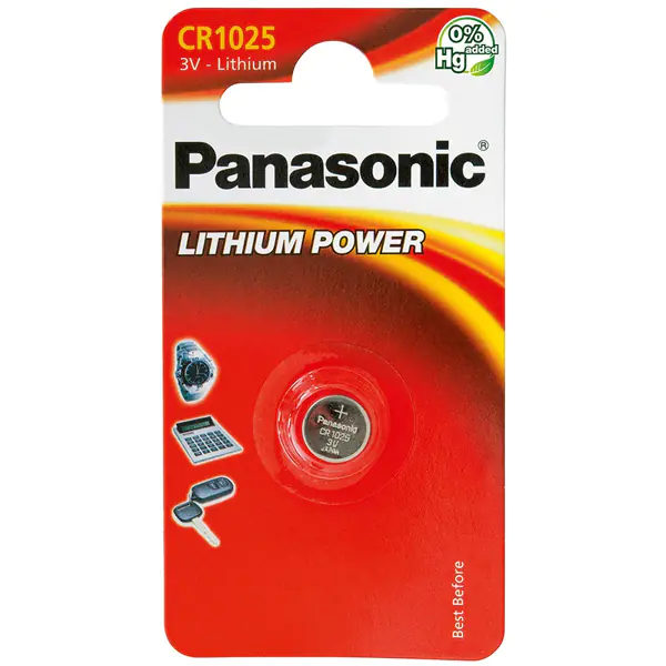 ⁨Lithium battery, button battery, CR1025, CR1025EL/1B, 3V, Panasonic, blister, 1-pack⁩ at Wasserman.eu