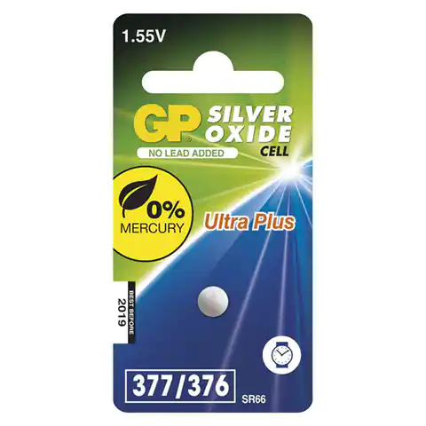 ⁨Silver Oxide Battery, SR66, 1.55V, GP, blister, 1-pack, 377F⁩ at Wasserman.eu
