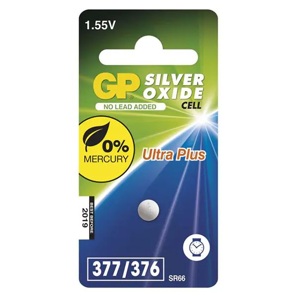 ⁨Silver Oxide Battery, SR66, 1.55V, GP, blister, 1-pack, 377F⁩ at Wasserman.eu