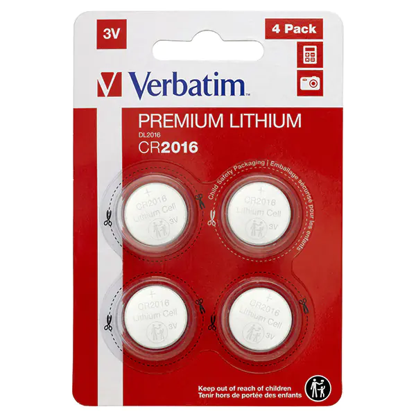 ⁨Verbatim  Batteries LITIHIUM CR2016  blister x4 49531⁩ at Wasserman.eu