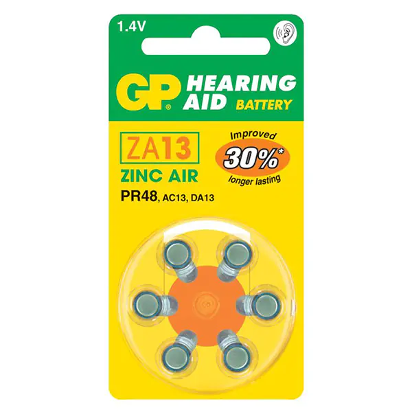 ⁨Zinc-air battery., for hearing aids, 1.4V, GP, blister, 6-pack⁩ at Wasserman.eu