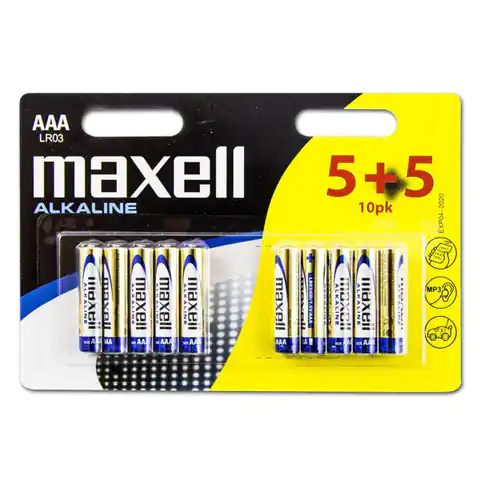⁨Bateria alkaliczna, AAA, 1.5V, Maxell, blistr, 10-pack⁩ w sklepie Wasserman.eu