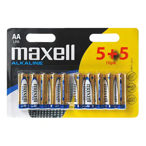 ⁨Bateria alkaliczna, AA, 1.5V, Maxell, blistr, 10-pack⁩ w sklepie Wasserman.eu