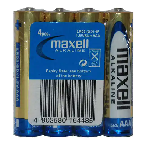 ⁨Bateria alkaliczna, LR-3, AAA, 1.5V, Maxell, Folia, 4-pack⁩ w sklepie Wasserman.eu