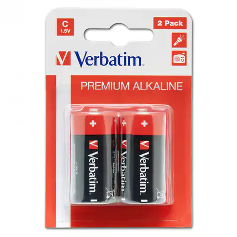 ⁨Alkaline battery, cell type C, 1.5V, Verbatim, blister, 2-pack, 49922, cell format C⁩ at Wasserman.eu