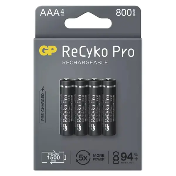 ⁨RECHARGEABLE BATTERIES GP ReCyko PRO LR03 800mAh 4pcs⁩ at Wasserman.eu