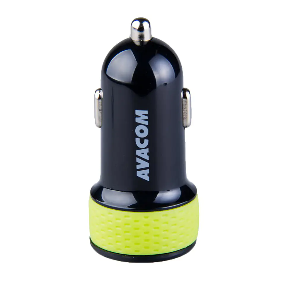 ⁨Avacom car charger with two USB outputs 5V/1A - 3.1A, black-green⁩ at Wasserman.eu