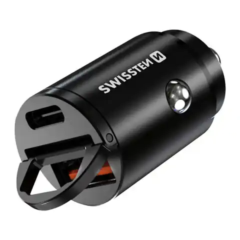 ⁨Ładowarka samochodowa SWISSTEN 30W, 2-portowy, USB-C, USB-A, USB Supercharge⁩ w sklepie Wasserman.eu