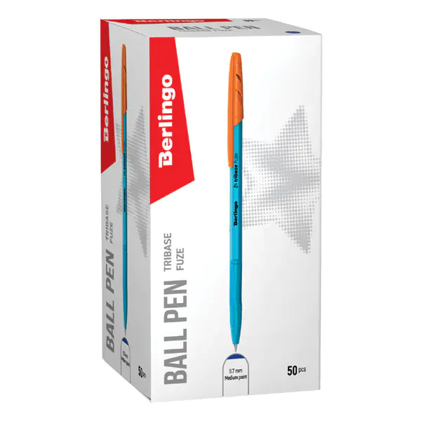 ⁨Berlingo, ball pen, blue, 50pcs, 0.7mm, Tribase fuze⁩ at Wasserman.eu