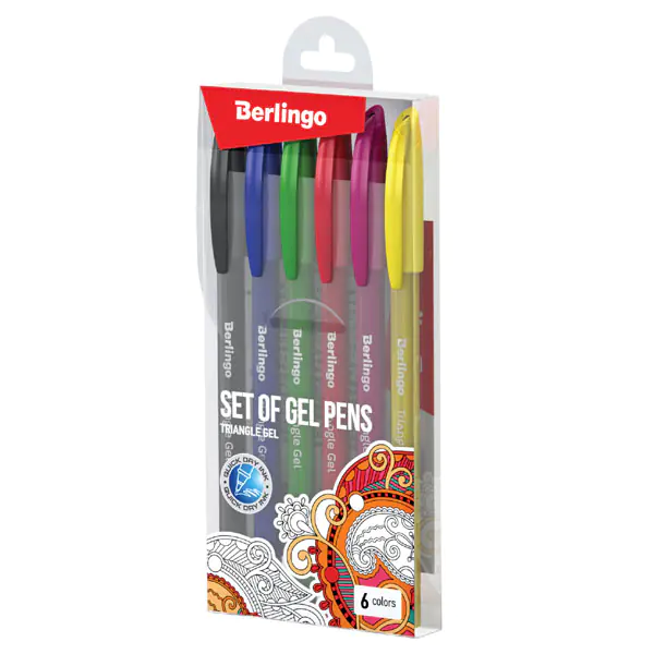 ⁨Berlingo, Gel pens set, color, 6pcs, 0.5mm, Triangle gel⁩ at Wasserman.eu