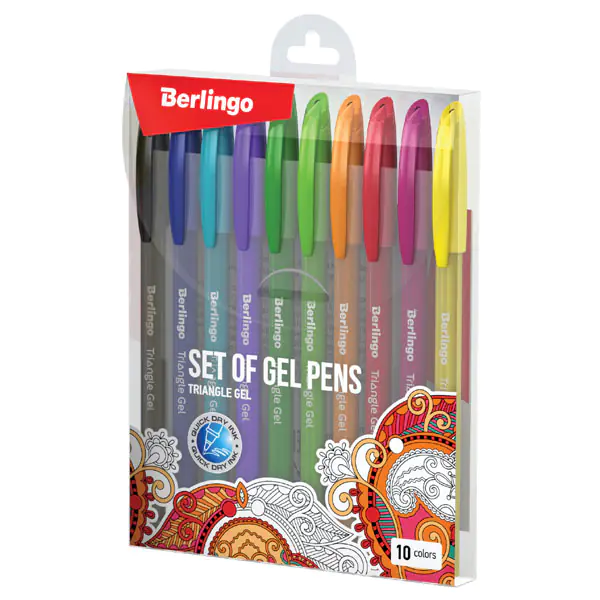 ⁨Berlingo, Gel pens set, color, 10pcs, 0.5mm, Triangle gel⁩ at Wasserman.eu