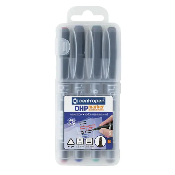 ⁨Centropen, marker 2638, color, 4szt, 1.3mm, na bazie alkoholu, cena za 1 szt⁩ w sklepie Wasserman.eu