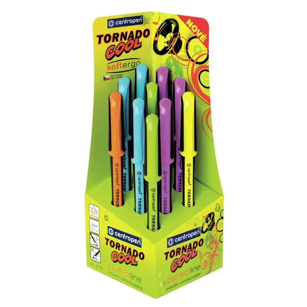 ⁨Centropen, Tornado 4775 set, blue, 10pcs, 0.3mm, erasable, COOL, rack carton⁩ at Wasserman.eu