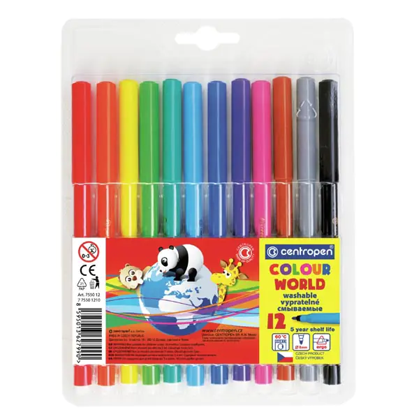 ⁨Centropen, paint kit 7550, color, 12pcs, 1mm, pressure resistant cylindrical tip⁩ at Wasserman.eu